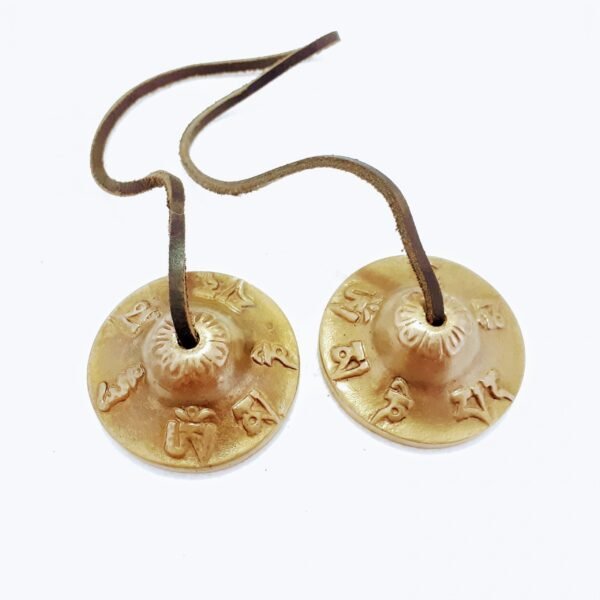 Piatti tibetani Ting-Sha Om Mani Padme Hum 6 cm (ottone)