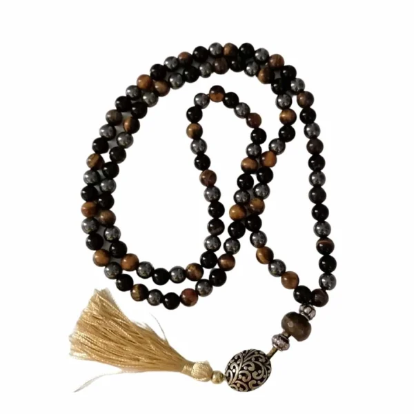 Japa Bag of Onyx, Tiger Eye and Hematite