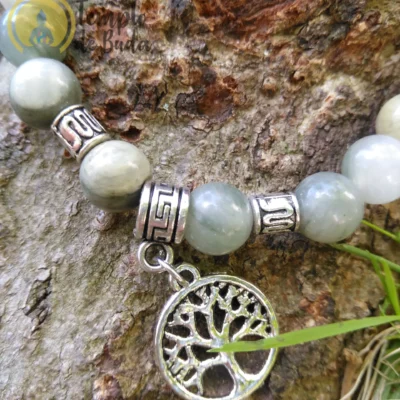 Green Aragonite Bracelet with Tree of Life