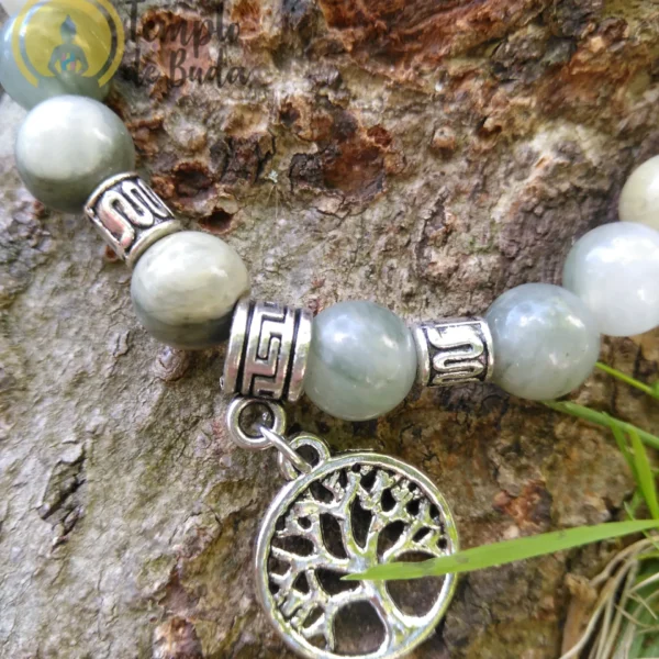 Green Aragonite Bracelet with Tree of Life