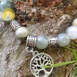 Green Aragonite Bracelet with Tree of Life