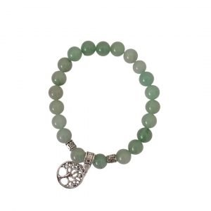 Pulsera de aventurina verde con árbol de la vida 8 mm