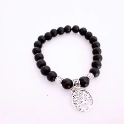 Shungite bracelet with Tree of Life design, 8mm.