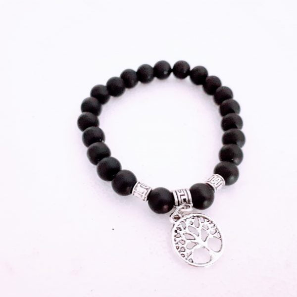 Shungita Armband mit Baum des Lebens 8mm