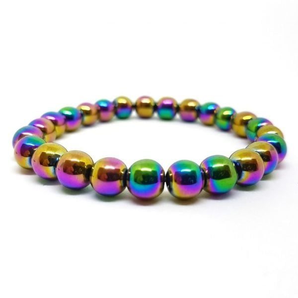 Pulsera de Hematita Arco Iris con Árbol de la Vida