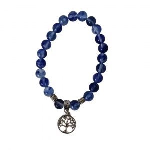 Blue Rutilated Quartz Bracelet with Tree of Life 8mm