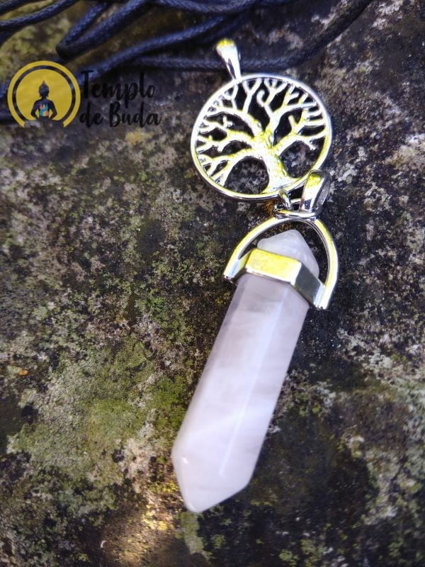 Ciondolo in quarzo rosa con albero della vita - immagine 2