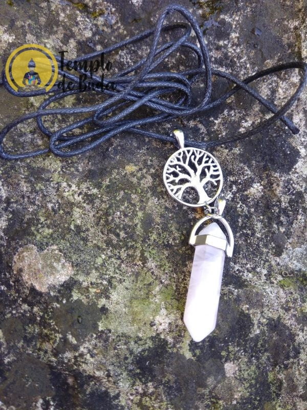 Ciondolo in quarzo rosa con albero della vita - immagine 3