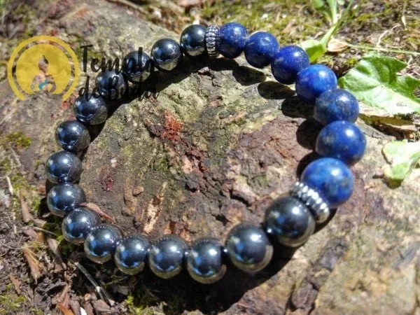 Pulseira Hematita Magnética+Lapis Lazuli