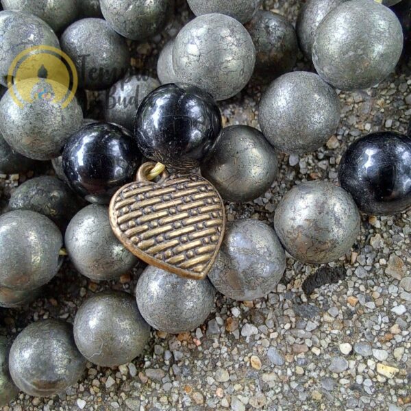 Japa Mala Pyrite et Onyx 8mm – Image 4