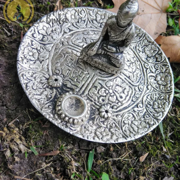 Incensário Buda Prateado