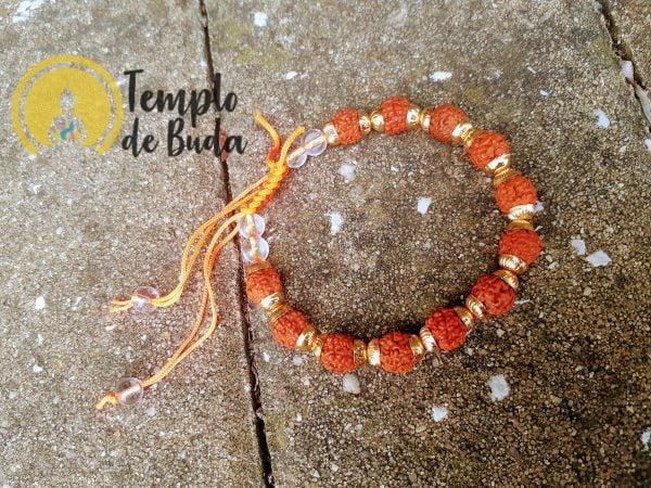 Pulseira Rudraksha Dourada Regulavel