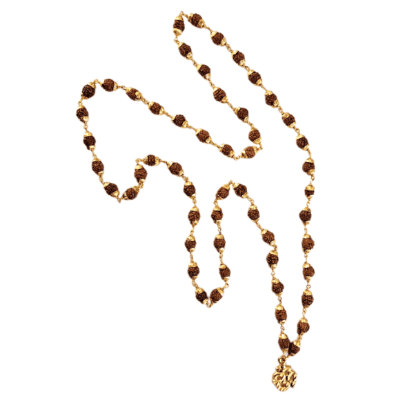 Colar Rudraksha OM Dourado