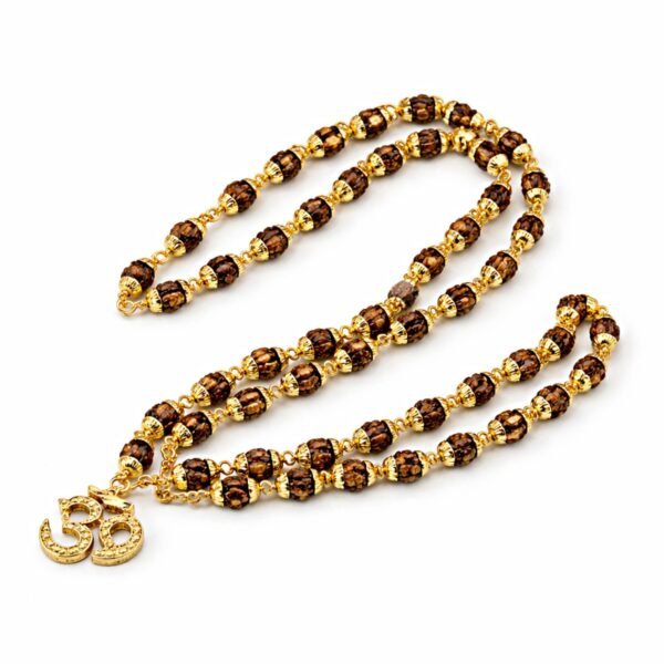 Colar Rudraksha OM Dourado