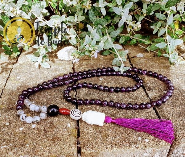 Japa Mala Buda Ametista e Quartzo com Turmalina - Image 2