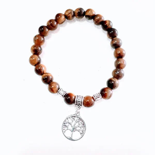 Pulseira Olho de Tigre com Árvore da Vida 8mm