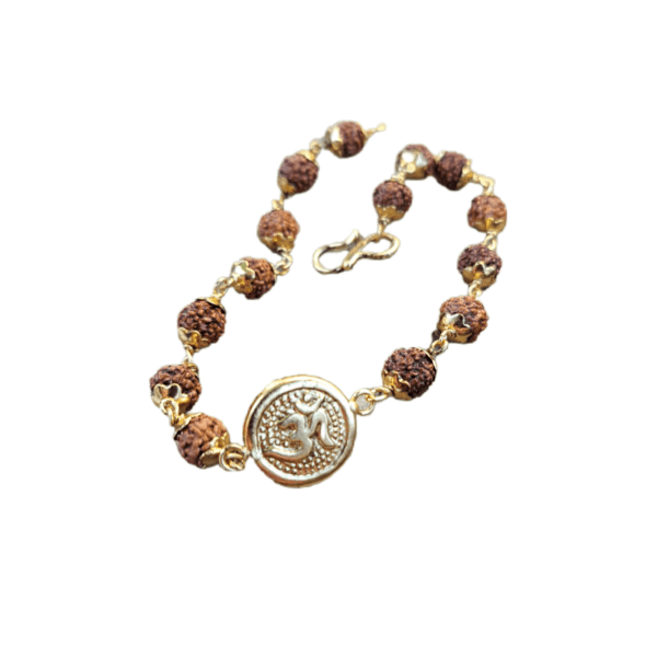 Pulseira Rudraksha OM Dourada