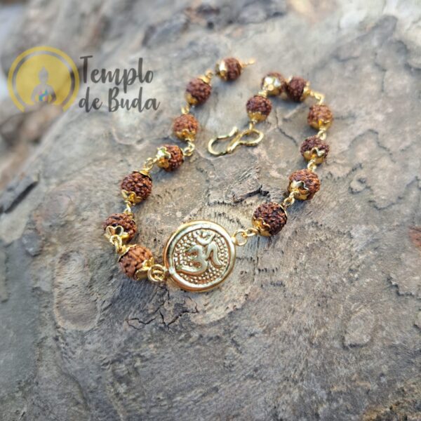 Pulseira Rudraksha OM Dourada