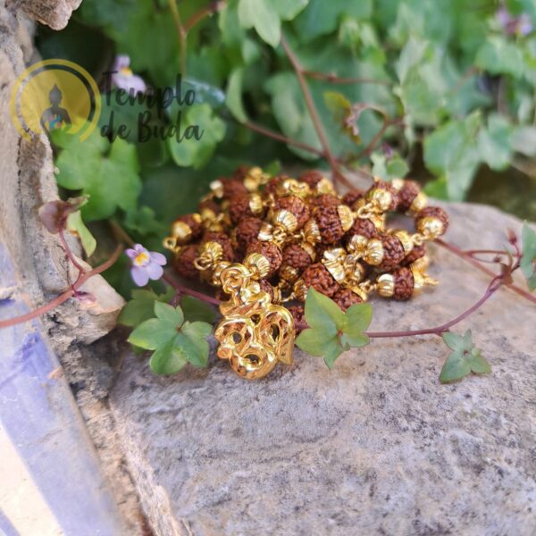 Colar Rudraksha OM Dourado