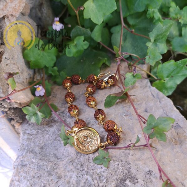 Pulseira Rudraksha OM Dourada