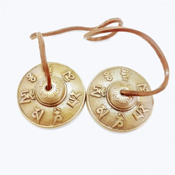 Piatti tibetani Ting-Sha Om Mani Padme Hum 6.7 cm (ottone)