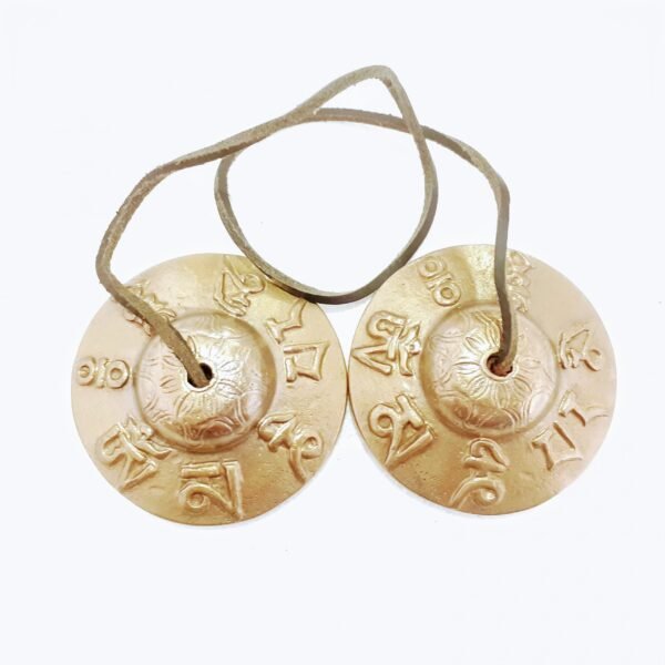 Piatti tibetani Ting-Sha Om Mani Padme Hum 7.2 cm (ottone)