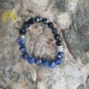 Pulseira Onix e Sodalita Facetado com Aço 10mm