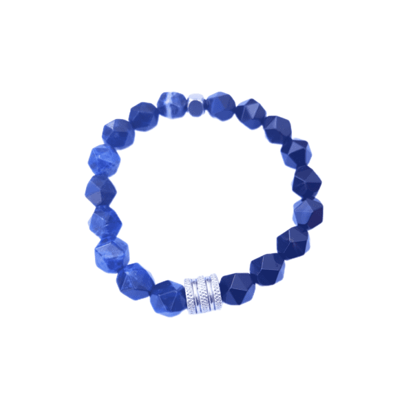 Pulseira Onix e Sodalita Facetado com Aço 10mm