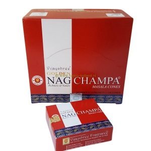 Caja de incienso indio Nag Champa dorado con conos