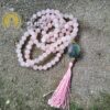 Japa Mala Quartzo Rosa com Ágata Índia 8 mm