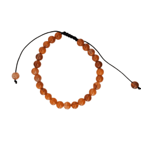 Pulseira de Ágata Laranja com Cordão Regulável 6mm