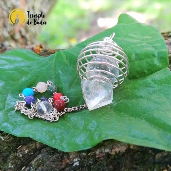 Péndulo Jaula de Chakras Cuarzo Blanco - Imagen 3