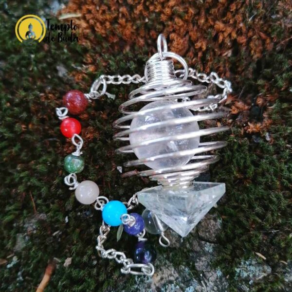 Péndulo Jaula de Chakras Cuarzo Blanco - Imagen 2
