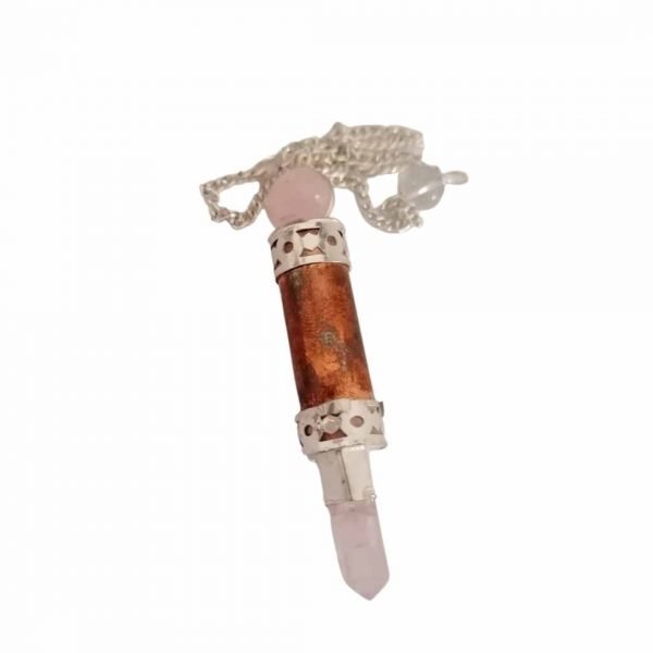 Pendule Atlante en cuivre et quartz rose