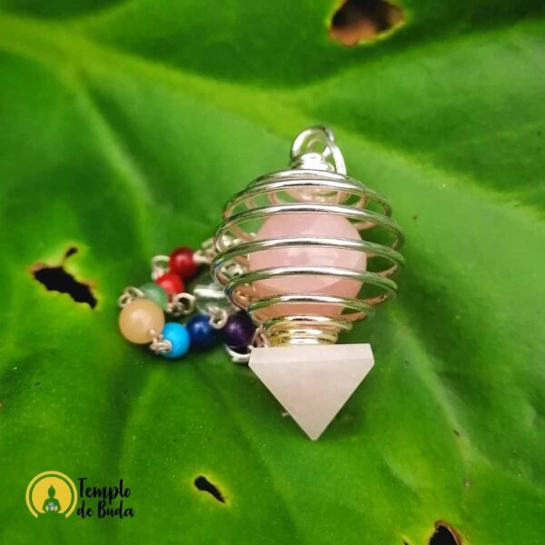 Pendule cage à chakras quartz rose – Image 2