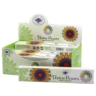 Tibetan Flowers Green Tree Incense Box