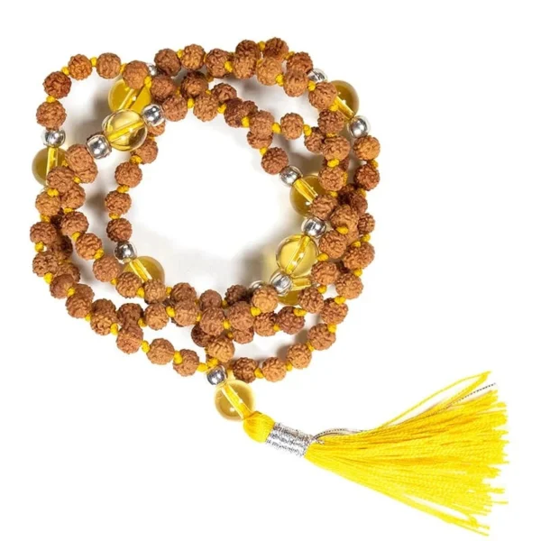 Japa Mala Rudraksha e Citrino