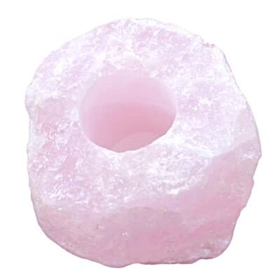 Porta Velas de Quartzo Rosa