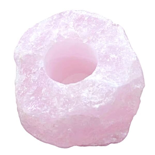 Porta Velas de Quartzo Rosa