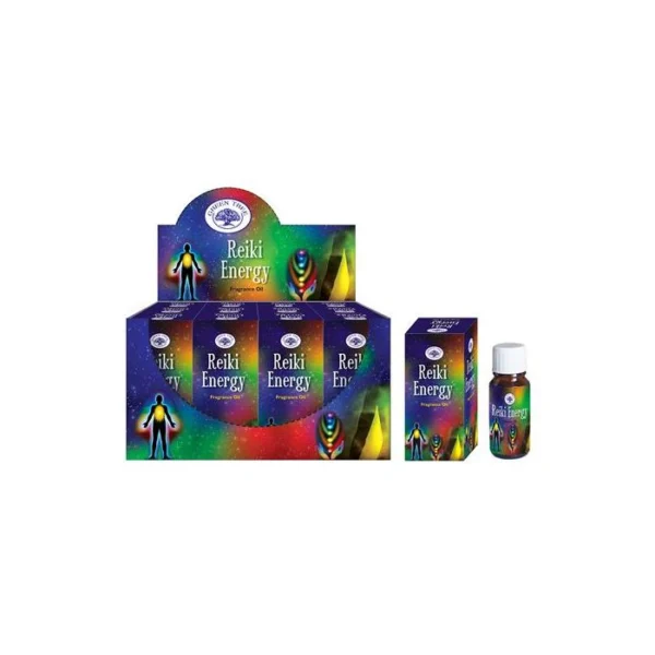 Caja de energía Reiki con aceites esenciales de árbol verde