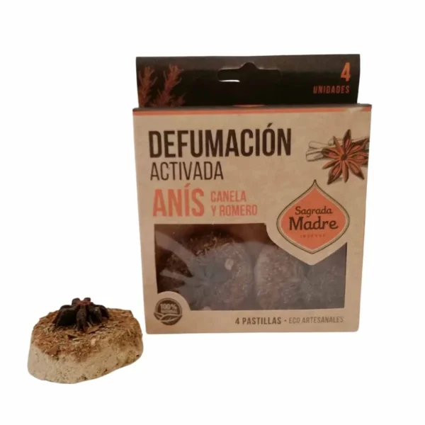 Pastilhas Defumação Ativada Sagrada Madre Anis Canela e Alecrim