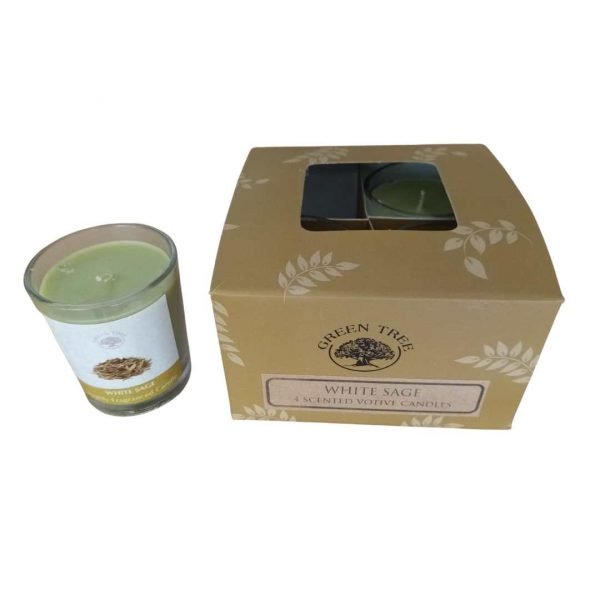 Green Tree Sage Scented Candle Box White