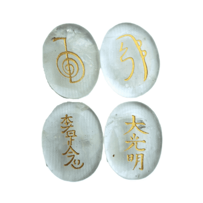 Kit Reiki Quartzo Branco Oval/Plano 2.5cm