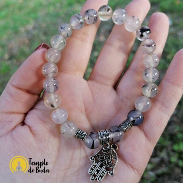 Bracciale Agata Spider con mano di Fatima 8mm - immagine 2
