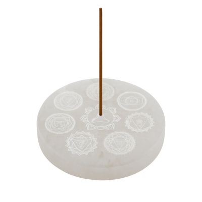 Porta Incenso Selenite 7 Chakras Meditação Redondo