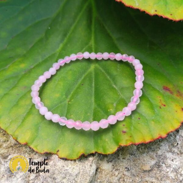 Bracciale di quarzo rosa sfaccettato - immagine 2