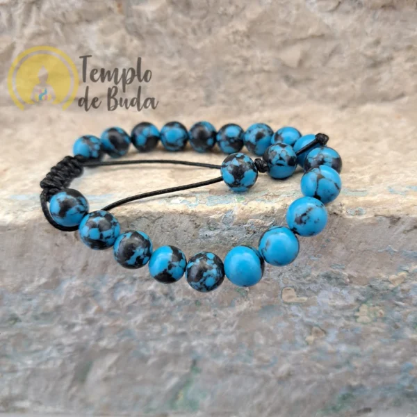 Pulseira de Howlite Azul com Cordão Regulável 8mm