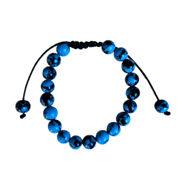 Pulseira de Howlite Azul com Cordão Regulável 8mm