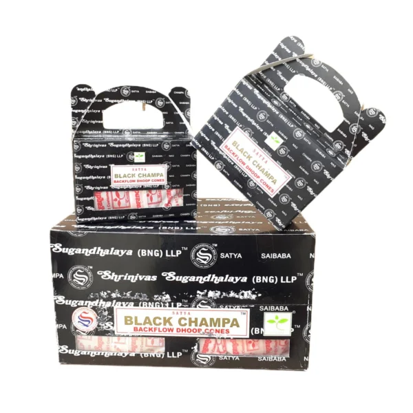 Cones Incenso Cascata Satya Black Champa Caixa