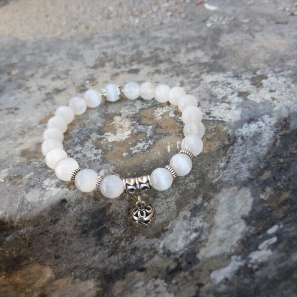 Pulseira de Selenita Flores 8mm